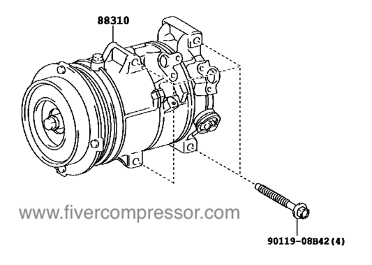 A/C Compressor 88310-44280, 8831044280 ISIS 