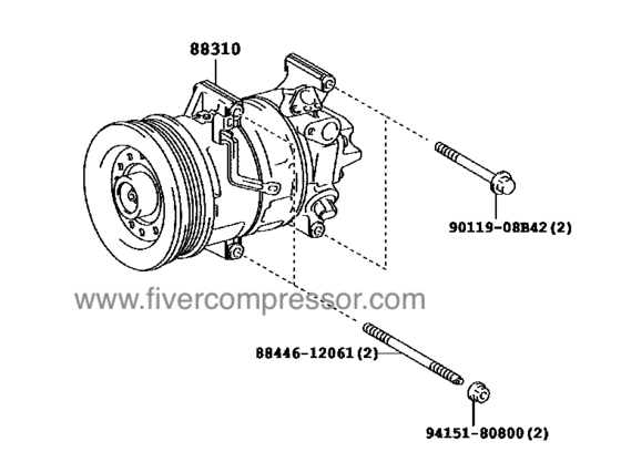Auto AC Compressor Assy 88310-52600, 8831052600YARIS/ ECHO/ VIOS/ LIMO 