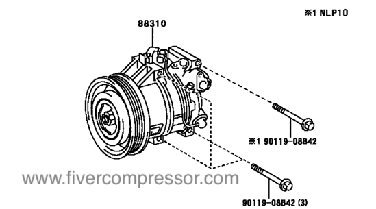 Compressor Assembly with WP88310-0D010  883100D010 YARIS ECHO VIOS LIMO 