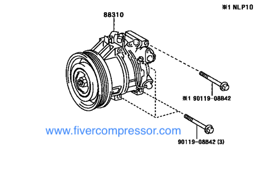 Compresor de aire acondionado88310-0D070, 883100D070;88310-0D071, 883100D071YARIS/ ECHO/ VIOS/ LIMO 
