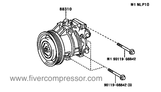 Compressor Assembly with W P88310-0D090, 883100D090;88310-0D091, 883100D091YARIS/ ECHO/ VIOS/ LIMO 