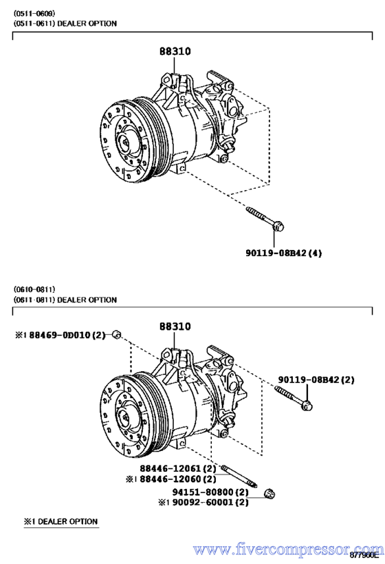 Compresor de aire acondionado 88310-0D210, 883100D210;88840-0D010, 888400D010 YARIS/ ECHO/ VIOS/ LIMO