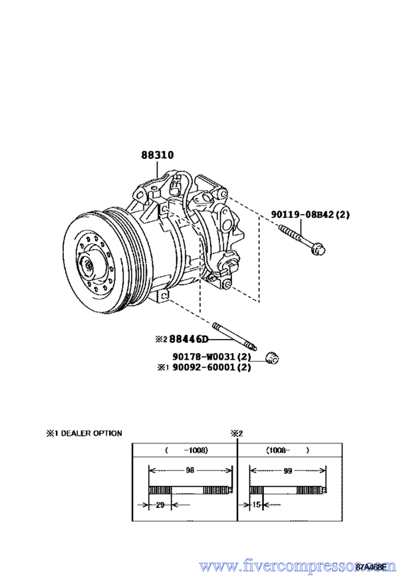 Compresseur de climatisation pour véhicule88310-0D330, 883100D330      AURIS/ COROLLA     YARIS/ ECHO/ VIOS/ LIMO