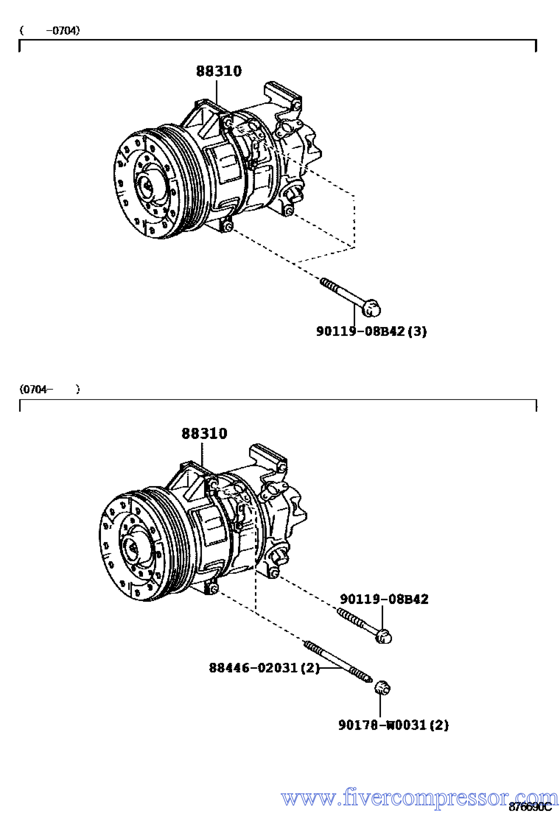 Compresor de aire acondionado88310-0F010, 883100F010COROLLA VERSO 