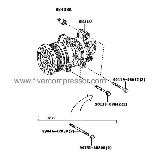 Toyota AC Compressor Assy 88310-02480, 8831002480 COROLLA 