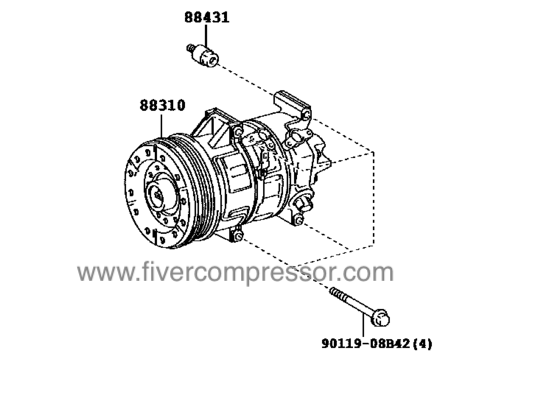 Toyota AC Compressor Assy 88310-05120, 8831005120 AVENSIS 
