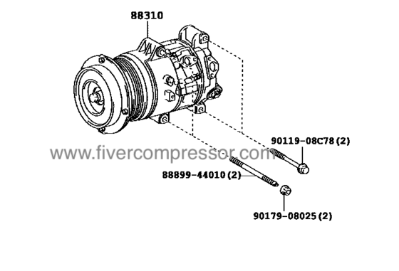Compressor Assembly with W P 88310-3A570, 883103A570      LEXUS GS     LEXUS IS
