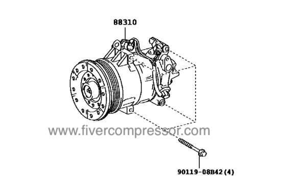 Compressor Assembly with W P 88310-52490, 8831052490;88310-52494,8831052494;88310-52491,8831052491YARIS/ ECHO/ VIOS/ LIMO 