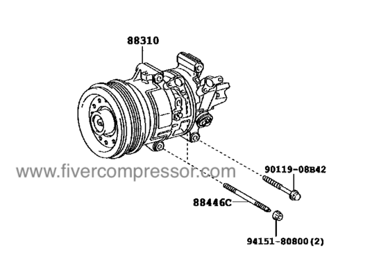 Compressor Assembly with W P 88310-1A751, 883101A751 COROLLA