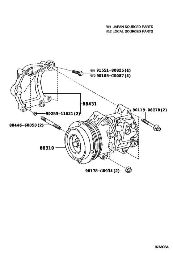 Toyota AC Compressor Assy 88310-0E050, 883100E050；88310-0E060, 883100E060 HIGHLANDER/ KLUGER 