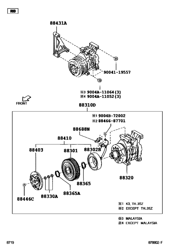 Compresor de aire acondionado 88310-BZ120, 88310BZ120；88310-BZ140, 88310BZ140 AVANZA 