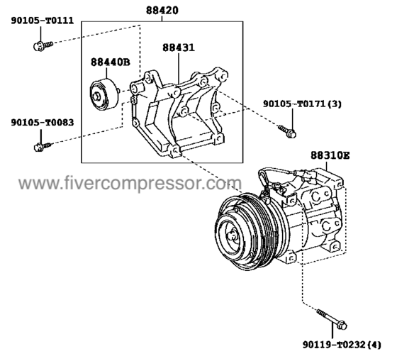 Compresor de aire acondionado 88310-0K241, 883100K241 FORTUNER 