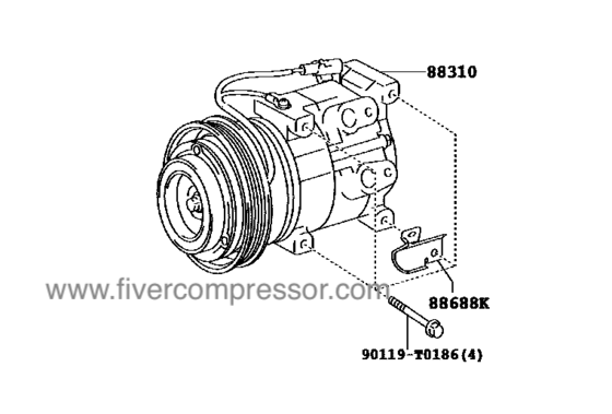 Compressor Assembly with WP 88310-0K370, 883100K370     FORTUNER    HILUX/4RUNNER TRUCK