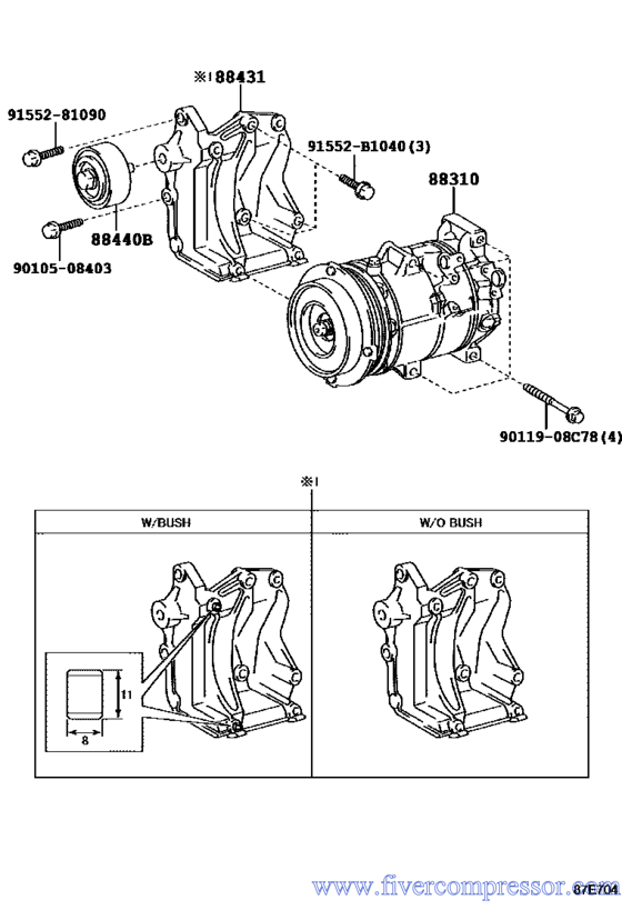 A/C Compressor 88310-2F080, 883102F080 HIACE 