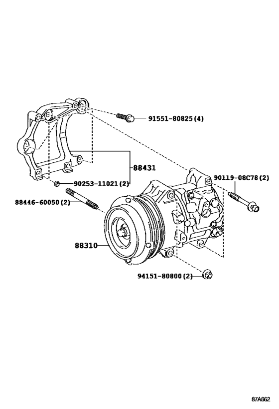 Compressor Assembly with WP 88310-48240, 8831048240；88310-48250, 8831048250 HIGHLANDER/ KLUGER 