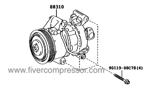 Toyota AC Compressor Assy 88310-0D730, 883100D730YARIS/ ECHO/ VIOS/ LIMO