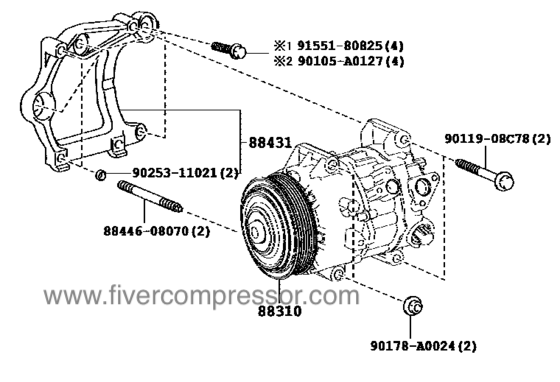 Auto AC Compressor Assy 88310-0E140, 883100E140 HIGHLANDER/ KLUGER