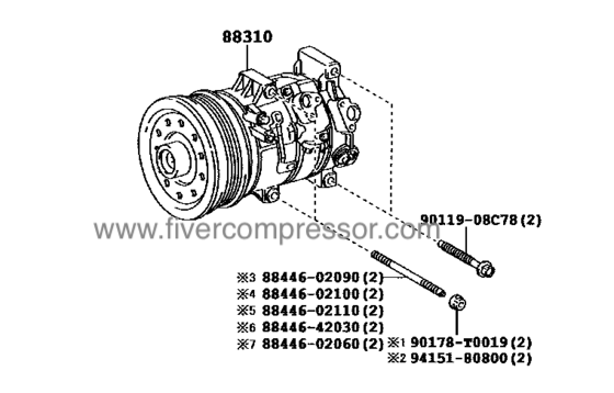 Toyota AC Compressor Assy 88310-02750, 8831002750； 88310-02751, 8831002751COROLLA ALTIS 