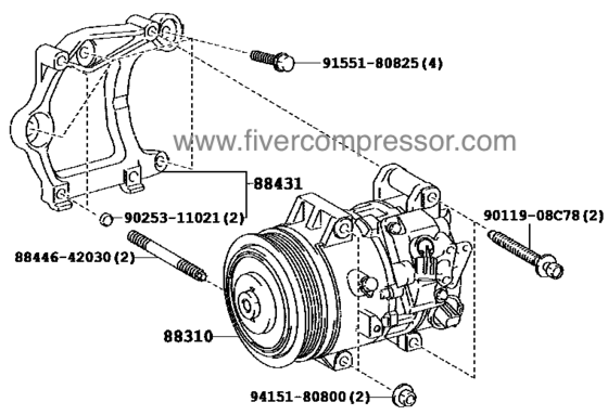 Toyota AC Compressor Assy88310-06440, 8831006440；88310-06441, 8831006441；CAMRY/ VISTA/ AURION