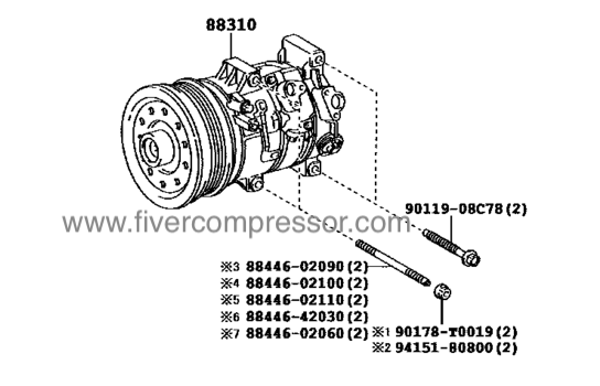 Auto AC Compressor Assy 88310-02731, 8831002731 COROLLA ALTIS