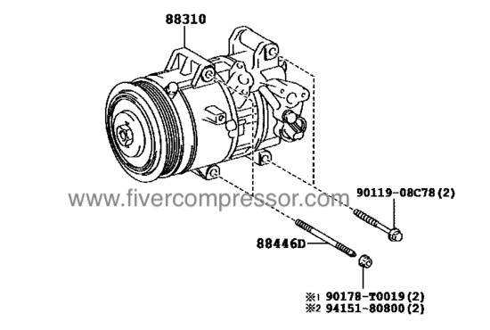 Compresor de aire acondionado 88310-02891, 8831002891；88310-02892, 8831002892 COROLLA ALTIS