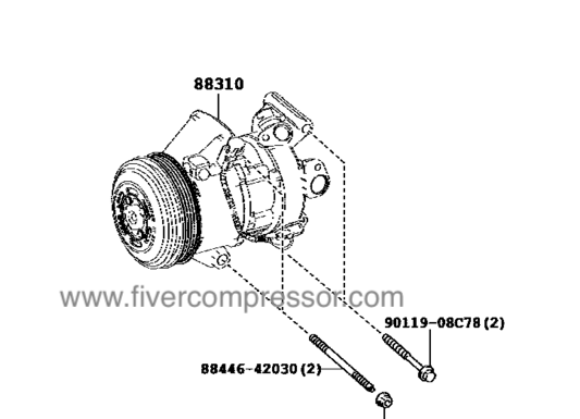 Auto AC Compressor Assy 88310-02840, 8831002840 AURIS  COROLLA COROLLA