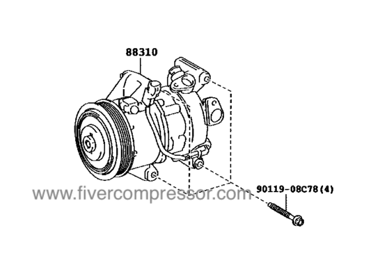 Compressor Assembly with WP 88310-0D380, 883100D380YARIS/ ECHO/ VIOS/ LIMO