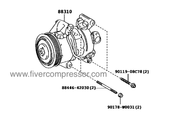 A/C Compressor for vehicle 88310-0D410, 883100D410 YARIS/ ECHO/ VIOS/ LIMO