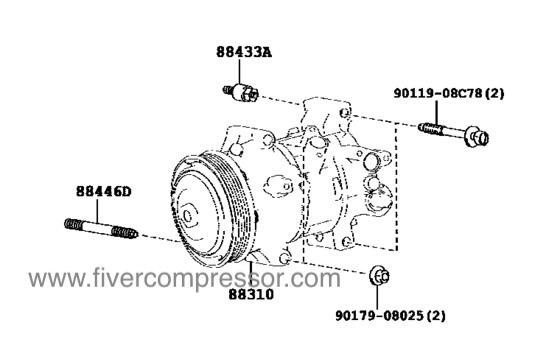 Compressor Assembly with W P 88310-42370, 8831042370 RAV4/VANGUARD  ALA49   2015-2016