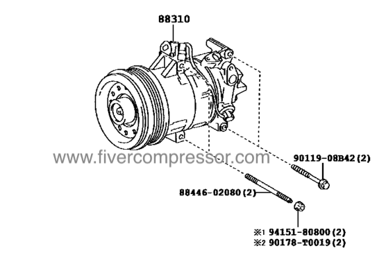 Compresor de aire acondionado 88310-02720, 8831002720 COROLLA ALTIS NDE140   2010-2013