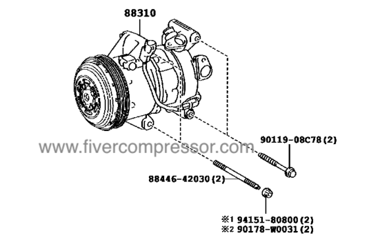 Toyota AC Compressor Assy 88310-02870, 8831002870 COROLLA  NRE180  2014-2018