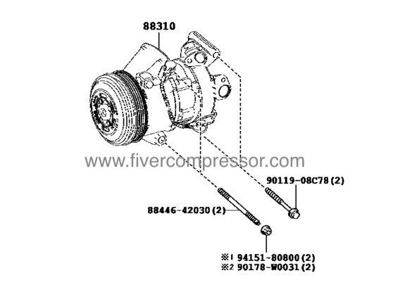 Auto AC Compressor Assy 88310-02880, 8831002880 COROLLA NDE180   2014-2018