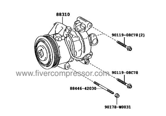 Compressor Assembly with W P 88310-0D440, 883100D440 VIOS   NSP150  2013-2018 NSP151   2013-2018
