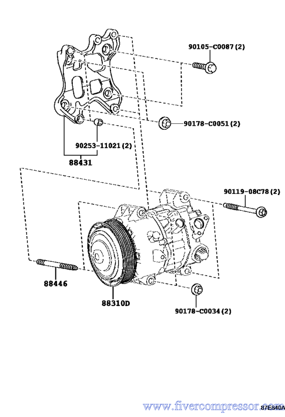 A/C Compressor for vehicle 88310-0E150, 883100E150 HIGHLANDER/ KLUGER ASU50  2015-21018; ASU55  2015-2018