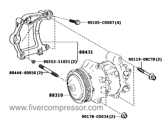 Compresseur de climatisation pour véhicule 88310-0R060, 883100R060;88310-0R061, 883100R061 RAV4/VANGUARD  ASA44  2013-2018