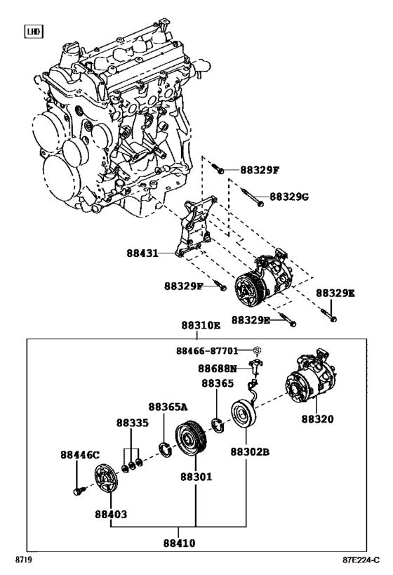 Auto AC Compressor Assy88310-BZ530, 88310BZ530 AVANZA    F652   2014-2015