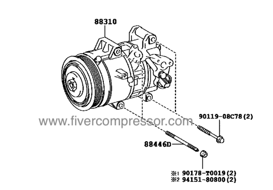 A/C Compressor 88310-02A02, 8831002A02 COROLLA ALTIS ZRE171  2013-2018; ZRE172  2013-2018; ZRE173 2013-2018; SIENTA  ZSP170  2016-2018