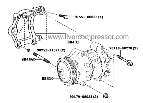 Toyota AC Compressor Assy 88310-42531, 8831042531RAV4/VANGUARD  ASA42   2012-2018；ASA44  2012-2018