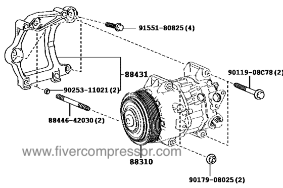 Compressor Assembly with W P88310-58021, 8831058021 ALPHARD/ VELLFIRE  AGH30, AGH35
