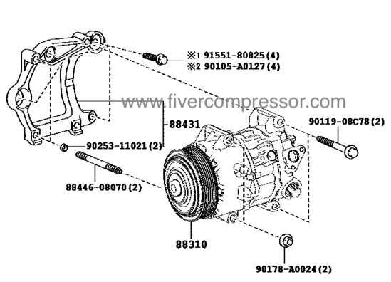 A/C Compressor for vehicle 88310-0E141, 883100E141 HIGHLANDER/ KLUGER  ASU50   2013-2018