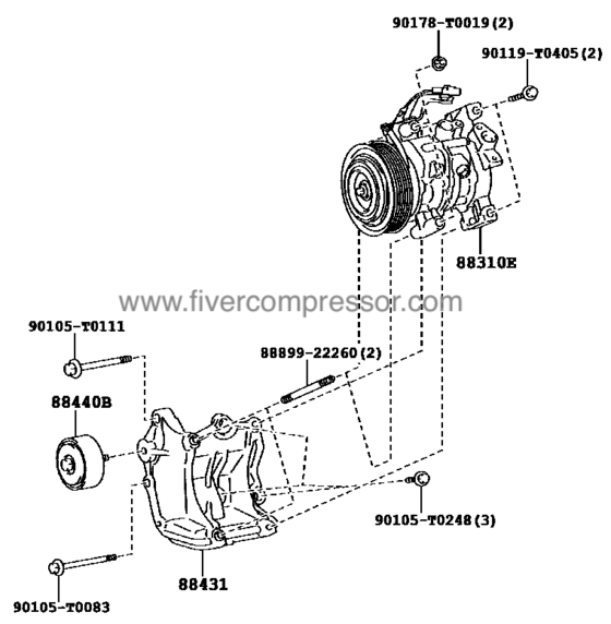 Compresor de aire acondionado 88310-0KA30, 883100KA30 HILUX/4RUNNER TRUCK   TGN120