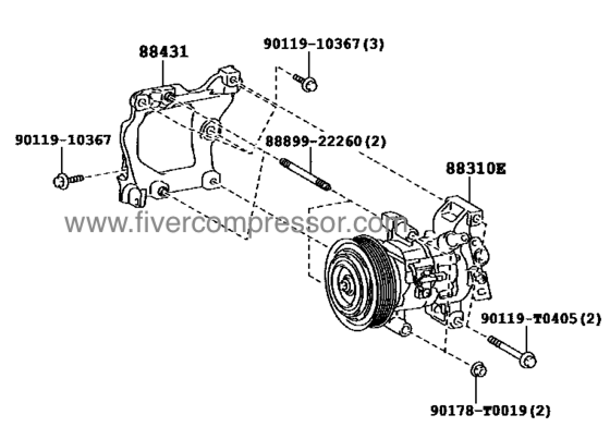 Toyota AC Compressor Assy 88310-0KB60, 883100KB60 HILUX/4RUNNER TRUCK  GUN122  2016-2018; GUN125  2016-2018; GUN126  2016-2018; GUN135  2016-2018