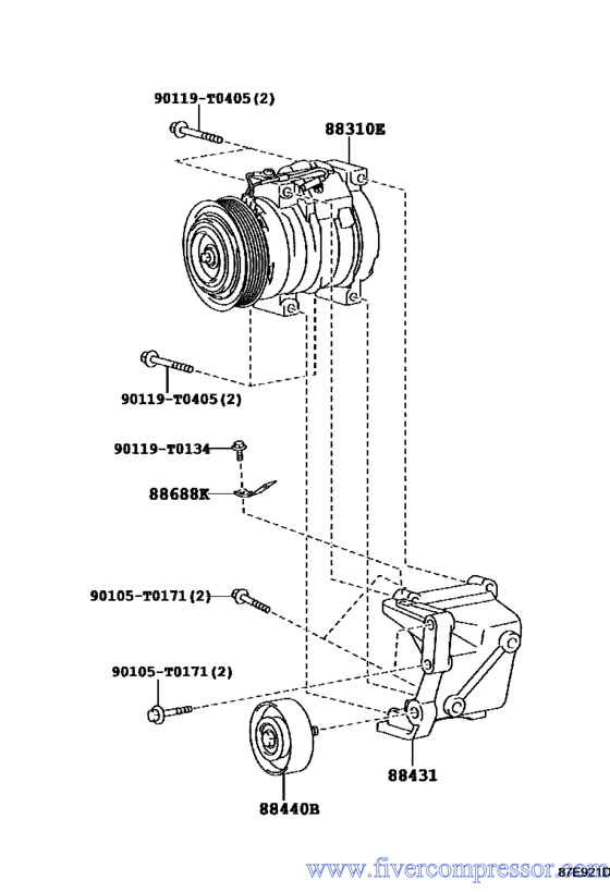 Compressor Assembly with W P88310-0KC80, 883100KC80 HILUX/4RUNNER TRUCK  KUN122  2016-2018; KUN125  2016-2018; KUN126  2016-2018; KUN135  2016-2018