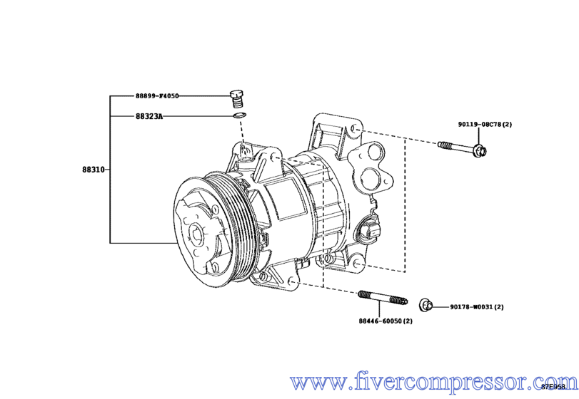 Auto AC Compressor Assy 88310-F4010, 88310F4010 C-HR  NGX10  2016-2018; NGX50  2016-2018; ZGX10 2016-2018