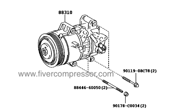 Auto AC Compressor Assy 88310-02A72, 8831002A72 COROLLA  ZRE182  2014-2018