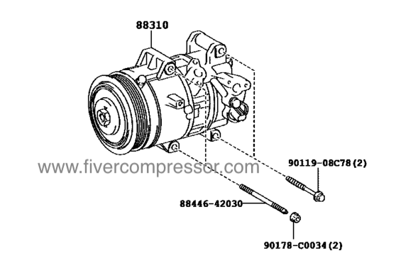 Compressor Assembly with WP 88310-02A82, 8831002A82 LEVIN  CERES  TRUENO  MARINO   ZRE182  2014-2017