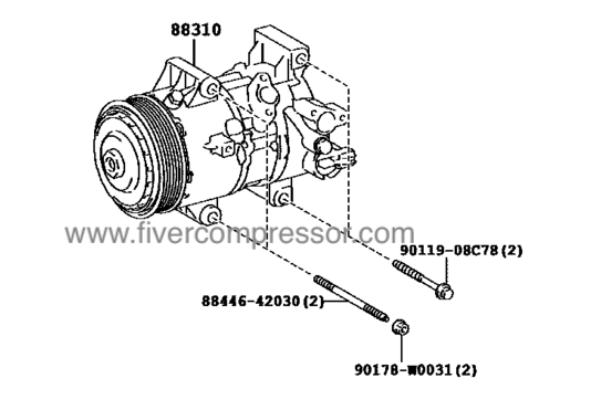Compressor Assembly with WP 88310-02B00, 8831002B00 AURIS/ COROLLA NRE185   2015-2018