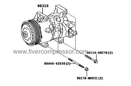 A/C Compressor 88310-02B10, 8831002B10 AURIS/ COROLLA  NRE185  2015-2018
