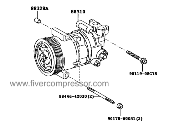 A/C Compressor for vehicle 88310-02B20, 8831002B20 AURIS/ COROLLA  WWE185  2015-2018