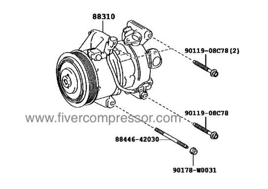 Compresor de aire acondionado 88310-0DA60, 883100DA60 YARIS/ ECHO/ VIOS/ LIMO  NSP130   2014-2017; NSP131   2017-2018